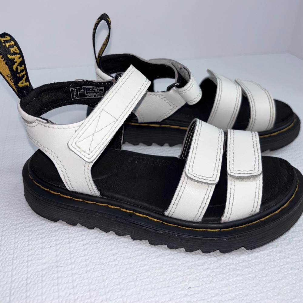 Dr. Martens Blaire White Leather Sandals Kids Size 13 UK 12 Comfortable‎